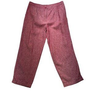 Linea By Louis DellOlio Womens  Linen Blend Pants Size 16 Red White Blend